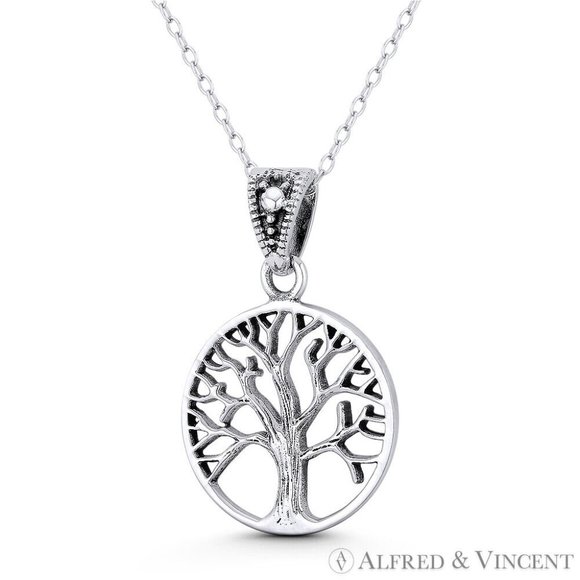 Tree-of-Life / Etz Chaim Kabbalah Pendant in Oxidized .925 Sterling Silver - Picture 1 of 1